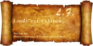 Lopóczi Filippa névjegykártya